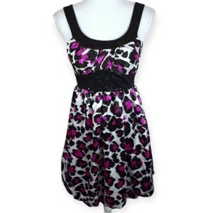 CITY TRIANGLES Y2K PURPLE LEOPARD PRINT DRESS SZ.3 EUC